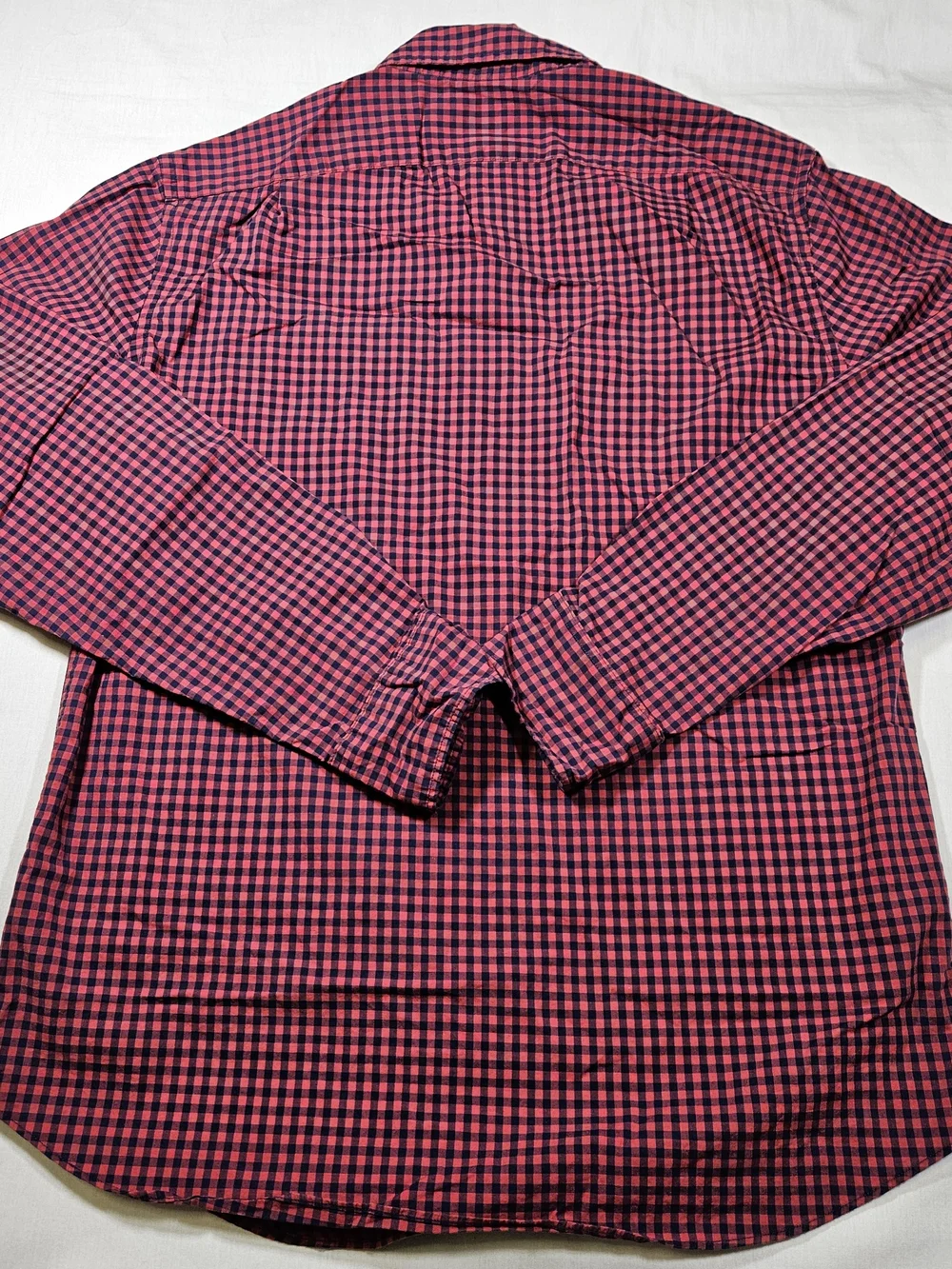 J.Crew Men's Medium Flex Washed Slim Fit Gingham Button Down Shirt Red Navy